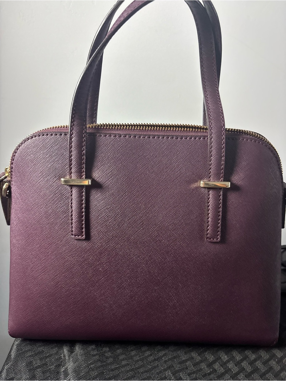 kate spade plum saffiano satchel with matching wallet - Picture 3 of 9